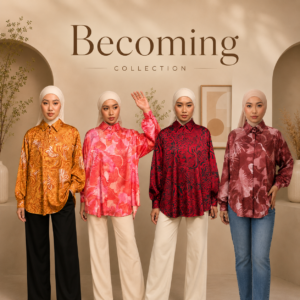 Becoming Premium Jacquard Emboss Blouse